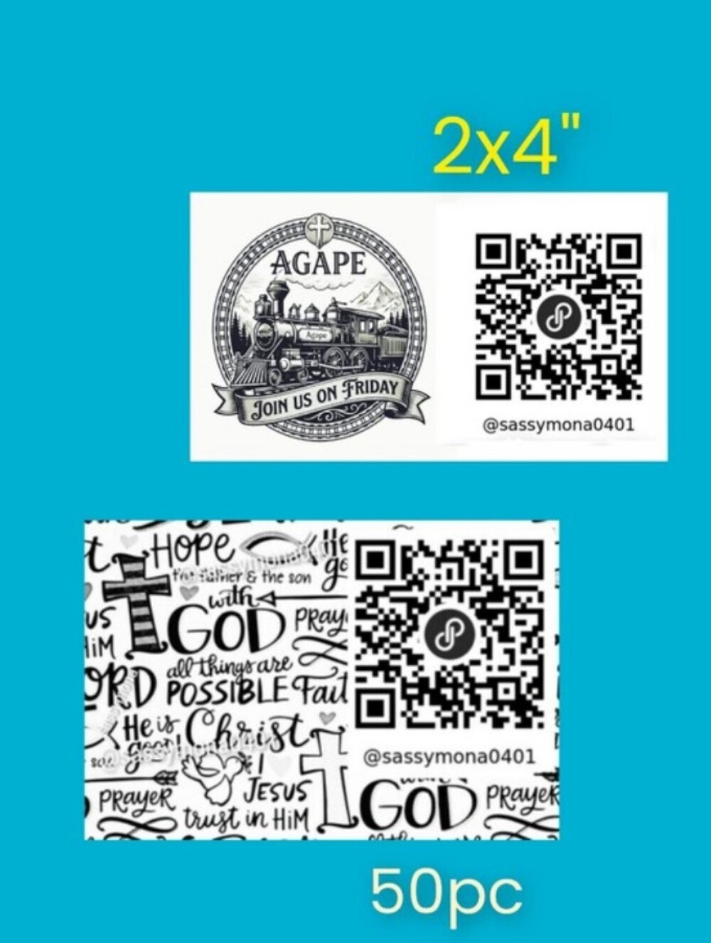 QR Thank You Closet Stickers 2x4 50 Custom Handcrafted Your Choice Design - Picture 3 of 10